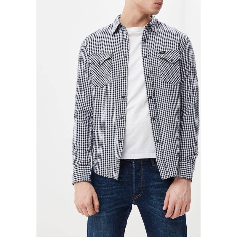LEE Ανδρικό πουκάμισο WESTERN SHIRT Καρό μαύρο1