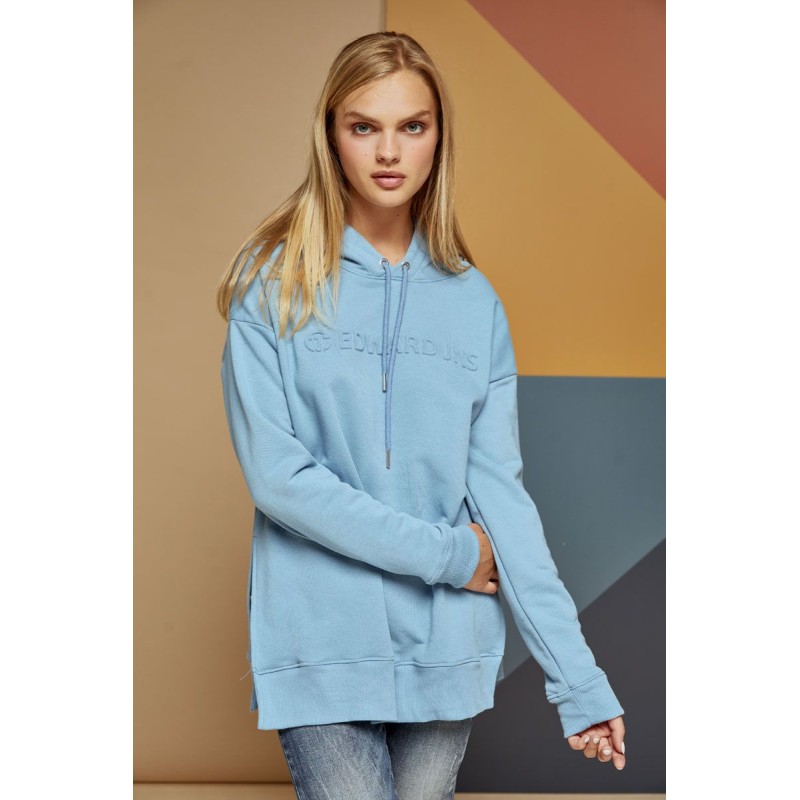  Edward Jeans Φούτερ μπλουζα με ανάγλυφη επιγραφή FADED DENIM1